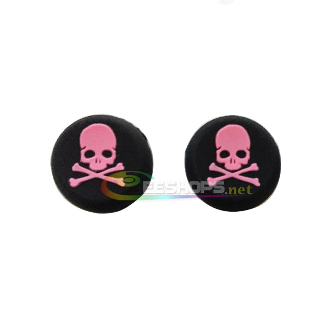 New Thumb Grips Silicone Rocker JoyStick Cap Cover Skull for Sony Playstation 3 PS3 4 PS4 Slim Pro Wireless Controllers Pink A Pair Replacement Spare Parts