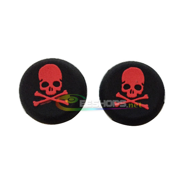 New Thumb Grips Silicone Rocker JoyStick Cap Cover Skull for Sony Playstation 3 PS3 4 PS4 Slim Pro Wireless Controllers Red A Pair Replacement Spare Parts