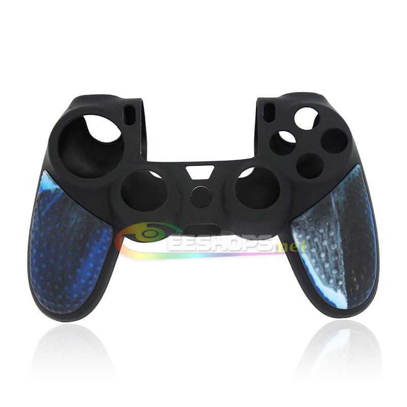 Best New Silicone Skin Protector Case Protective Rubber Cover Armor for Sony Playstation 4 PS4 Slim Pro DualShock 4 Wireless Controller Dual Color Camouflage Blue With Thumb Grips