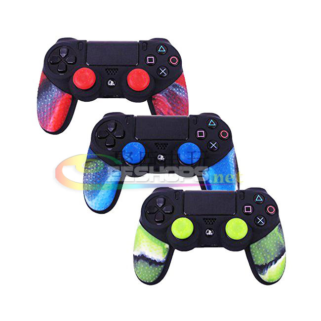 Best Silicone Skin Protector Case Protective Armor Cover Sleeve for Sony Playstation 4 PS4 Slim Pro DualShock 4 Wireless Controller Dual Color Camouflage Green + Thumb Grips