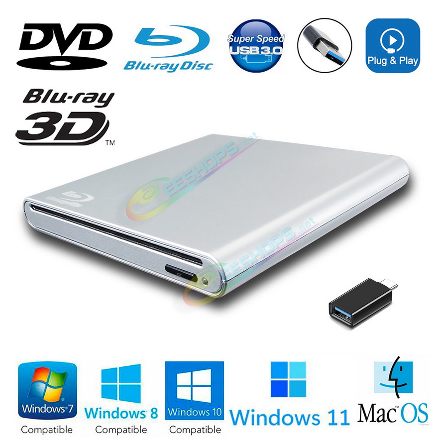 
Cheap Slot Loading External Blu-Ray and DVD Burner / Player Portable Optical Drive, Best Laptop & Desktop Computer Windows Win 11 10 8 7 Mac OS Gaming PC, USB 3.0 Type-C Dual Layer 6X BD-RE 8X DVD RW CD-RW Writer Free Shipping
