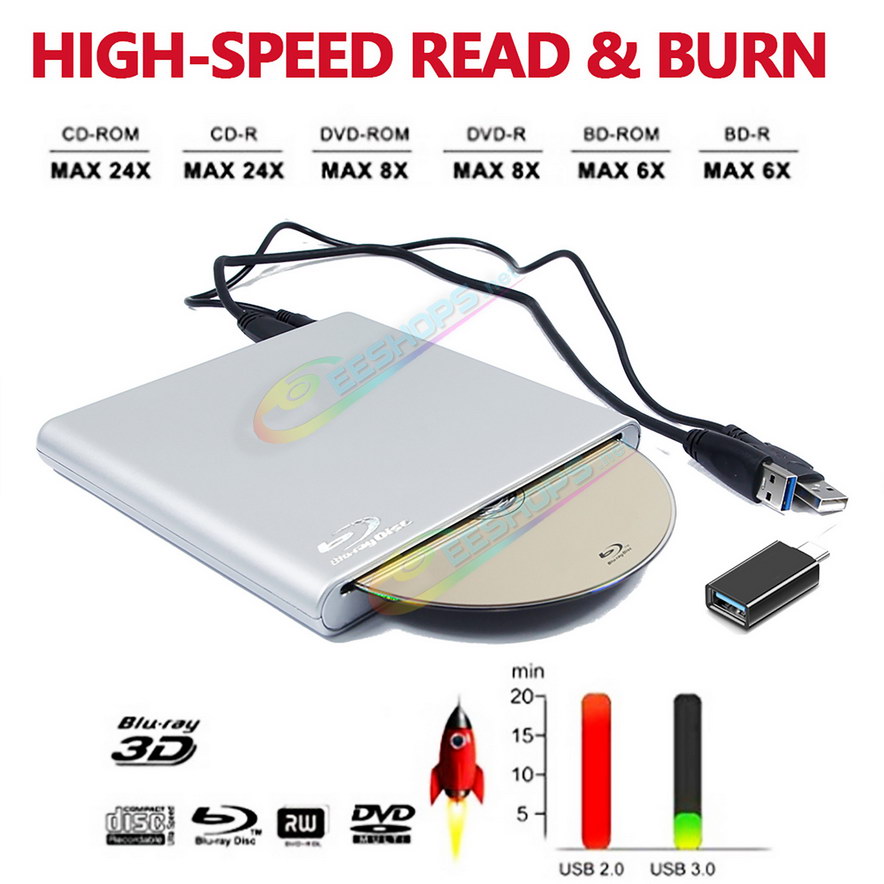 
Cheap Slot Loading External Blu-Ray and DVD Burner / Player Portable Optical Drive, Best Laptop & Desktop Computer Windows Win 11 10 8 7 Mac OS Gaming PC, USB 3.0 Type-C Dual Layer 6X BD-RE 8X DVD RW CD-RW Writer Free Shipping
