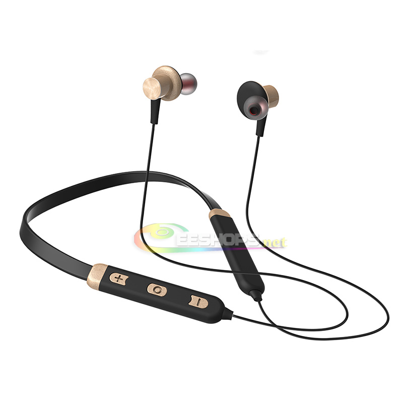  Neckband Bluetooth Headphones Wireless Stereo in-Ear Earphone Earbuds Mic 8 7 X 4 5 iPhone 7 8 6S 6 Plus 6 X Se 5 5S 4 Runners Running Sports Gym Exercises Golden Color