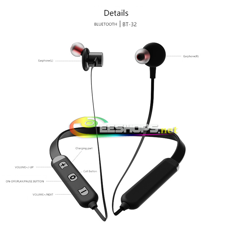 Bluetooth Earbuds Wireless Cordless Headphones With Neckband Mic Microphone for Samsung CellPhone Galaxy 7 S9 S8 S7 6 S6 j7 3 j3 9 8 Cheap Waterproof Noise Cancelling