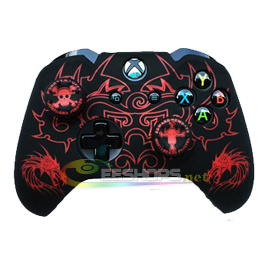 Best New Silicone Skin Protector Case for Microsoft Xbox One XboxOne Wireless Controllers Rubber Sleeve Armor Chinese Dragon + Free One Piece Thumb Grips