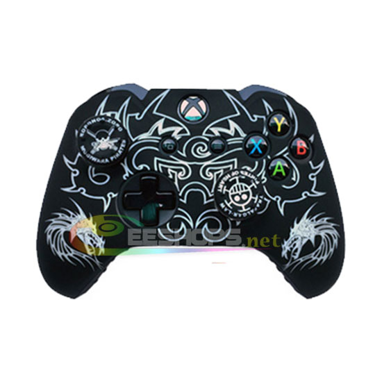 Cheap New Silicon Skin Protector Case for Microsoft Xbox One Wireless Controller Rubber Protective Sleeve Armor White Chinese Dragon + One Piece Thumb Grips