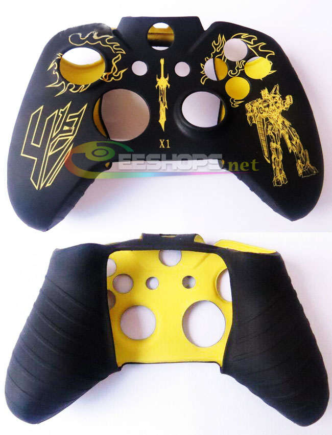 Cheap New Silicone Skin Protector Case Rubber Cover Sleeve Armor for Microsoft Xbox One Wireless Game Controller Transformers Yellow + Free One Piece Thumb Grips