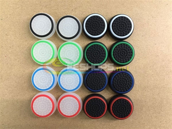 New Non-slip Thumb Grips Silicone Rocker JoyStick Cap Cover for Sony Playstation 4 PS4 Slim Pro Controllers White & Blue Edge W/ Luminous 4pcs Set Replacement Parts Free Shipping