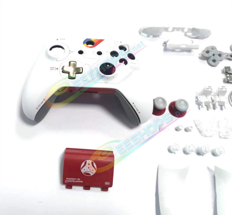 
Cheap Original Xbox One S Controller Extra Housing Shells StarField Limited Full Set Replacement, Best New Microsoft XboxOne 1708 Wireless Controllers, DIY Red / White Outer Enclosure Covers + Buttons + ThumbSticks + Hand Grips + Rubber Pads
