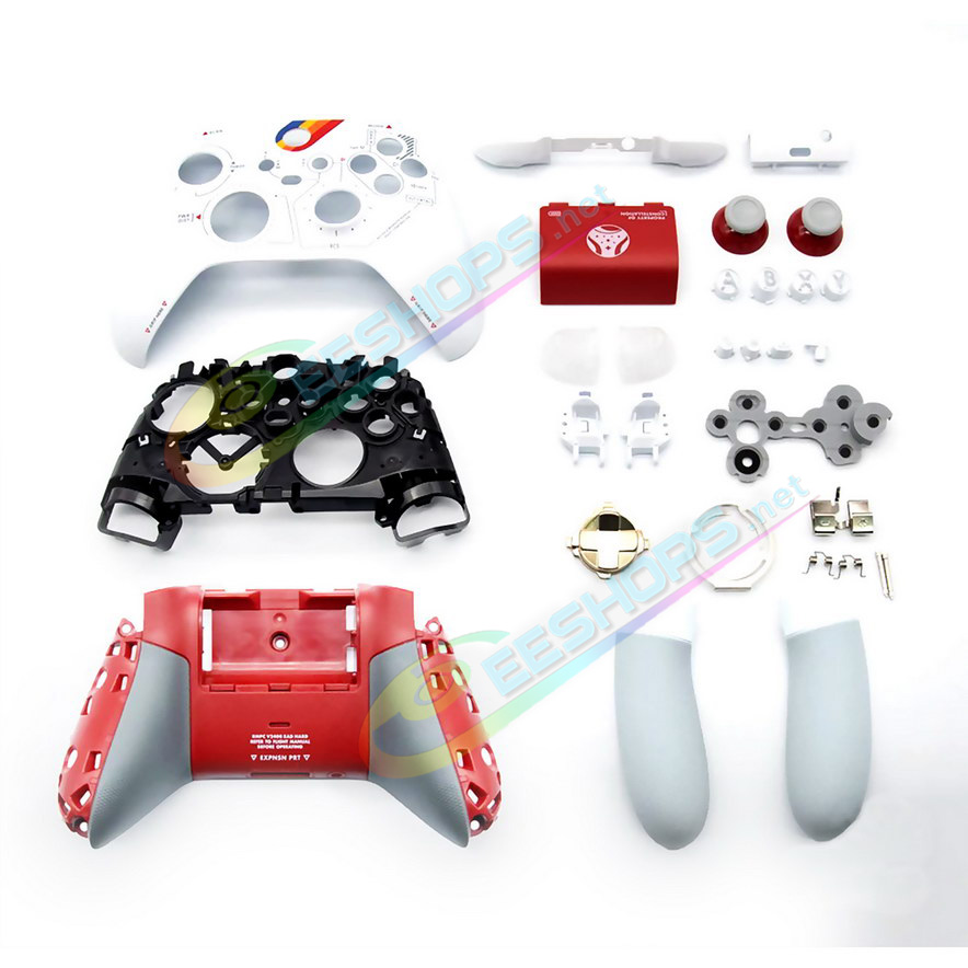 Cheap Xbox Series X / S Controller Extra Housing Case Shells Limited Starfield Edition Full Set Replacement, Best Microsoft Series X/S Wireless Controllers Custom White / Red Outer Enclosure, Buttons, ThumbSticks, Hand Grips,...