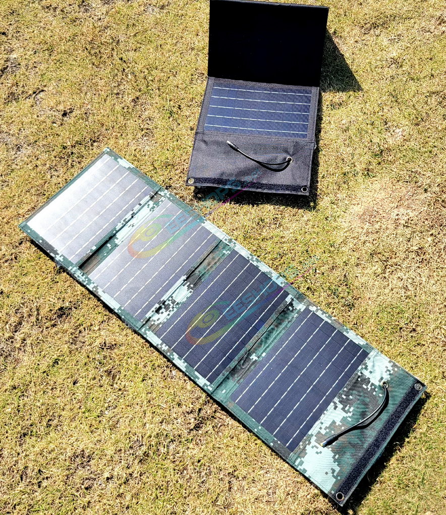 
Best Portable 40W Solar Panel with Charge Controller for iPhone Mobile Cell Phones iPad Tablet PC, Cheap Waterproof Foldable Dual 5V USB + 12V DC Output Ports Outdoor Travel Fast Charger 4 Tiers Generator Power Bank Pack Camouflage Free Shipping
