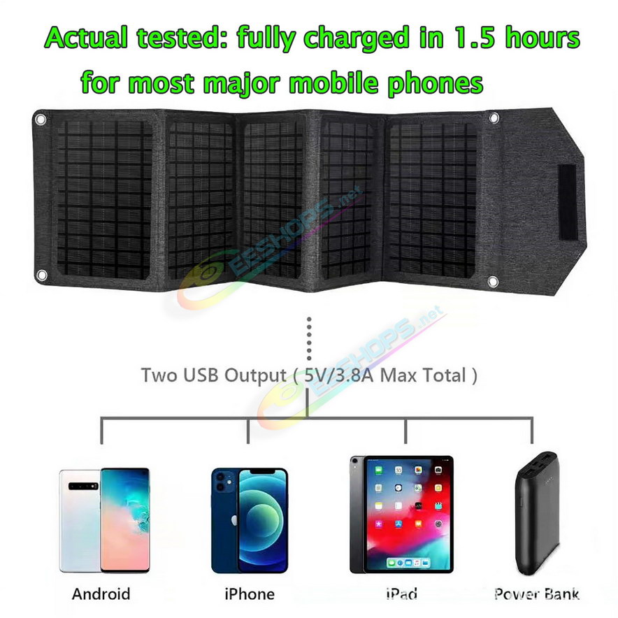 
Best Portable 40W Solar Panel with Charge Controller for iPhone Mobile Cell Phones iPad Tablet PC, Cheap Waterproof Foldable Dual 5V USB + 12V DC Output Ports Outdoor Travel Fast Charger 4 Tiers Generator Power Bank Pack Camouflage Free Shipping
