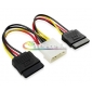 PC DVD HDD Hard Drive Power Cable One 4pin IDE to Two 15pin SATA Cables