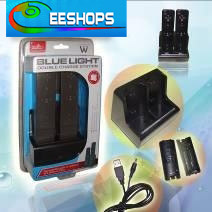 Nintendo Wii Blue Light Duoble Charge Station In Black