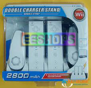 Nintendo Wii Double Charger Stand With Double Strap