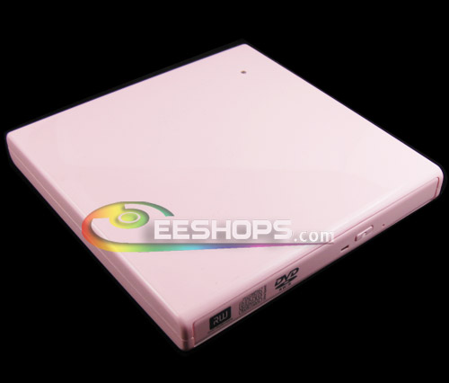 New 8X DVD-RW DL Burner USB 2.0 External Slim Drive Piano Pink