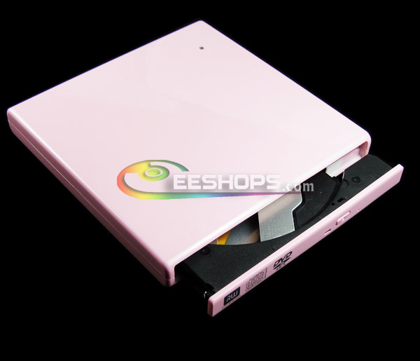 New 8X DVD-RW DL Burner USB 2.0 External Slim Drive Piano Pink