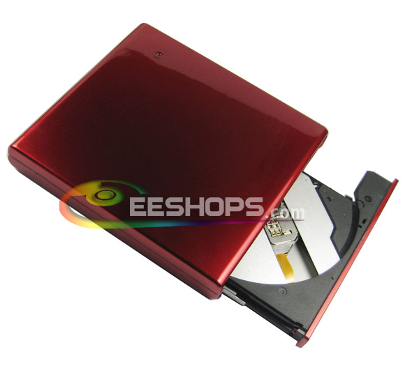 New 8X DVD-RW DL Burner USB 2.0 External Slim Drive Piano Red