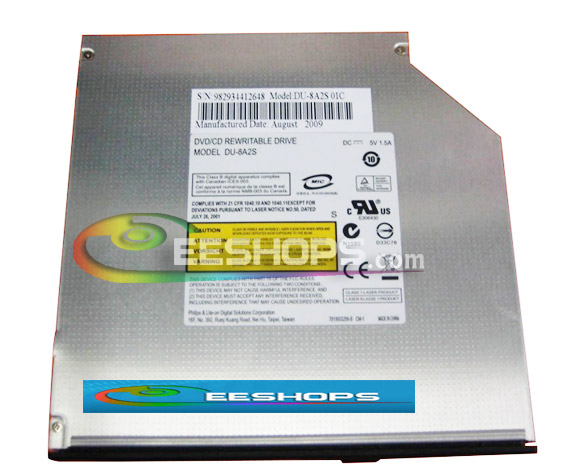 New for Philips & Lite-on DU-8A2S 8X DL DVD CD RW Burner Writer 12.7mm Tray Slim SATA Drive for VGN-256G