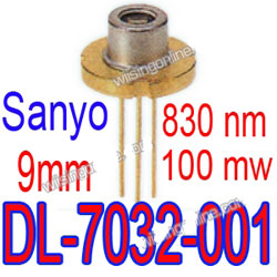 Sanyo DL-7032-001 Optical Communication Laser Diode 830 nm 100mw 9mm